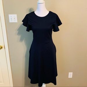 Navy Blue Fit & Flare Dress with Pockets Size Small